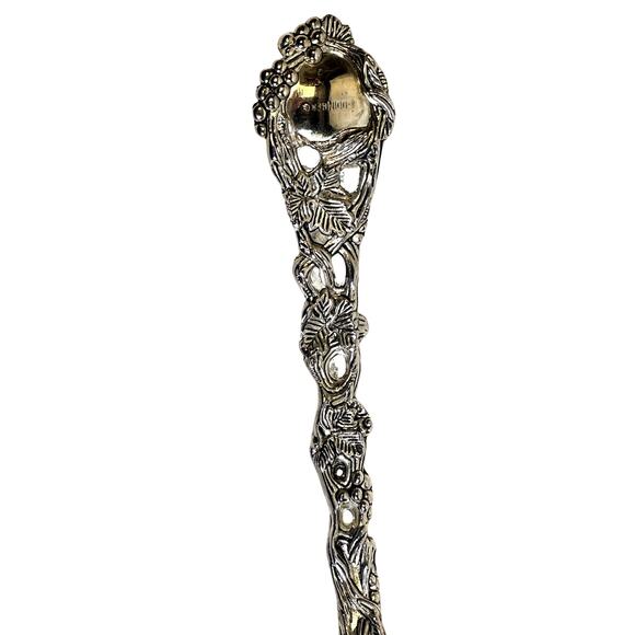 Godinger Grapevine Heavy Ornate 11" Pierced Handle Silver Plate Serving Spoon! - Picture 6 of 7